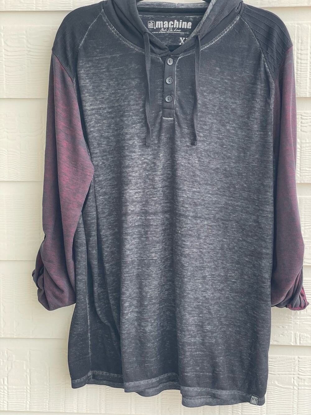 MK Machine ladies heathered 3 button hoodie XL black and red MOTO look